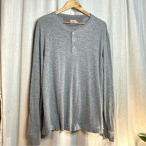 Faherty Heather Gray Slub Cotton Long Sleeve Henley size large